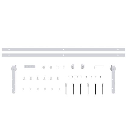 Комплект за мини плъзгаща врата за шкаф, стомана, бял, 200 см