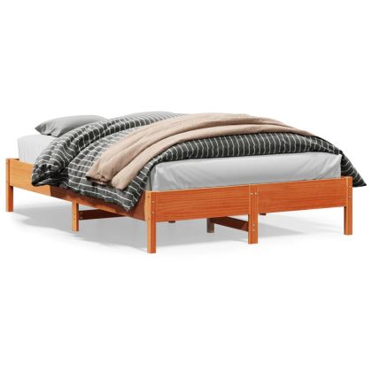 Рамка за легло, восъчнокафяв, 140x200 см, борово дърво масив