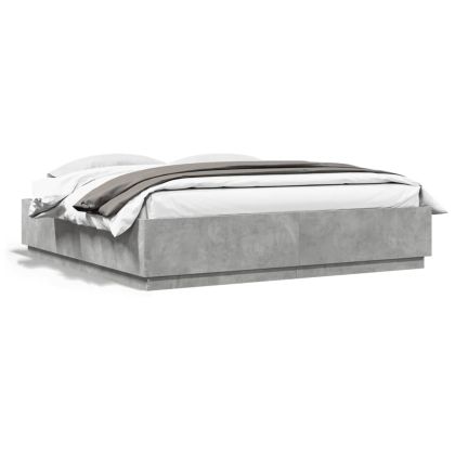 Рамка за легло, бетонно сиво, 200x200 см, инженерно дърво