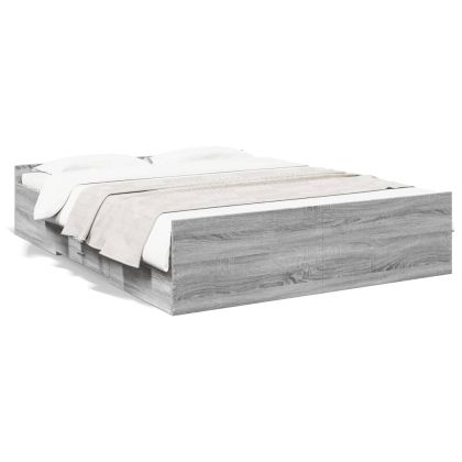 Рамка за легло с чекмедже сив сонома 140x200 см инженерно дърво