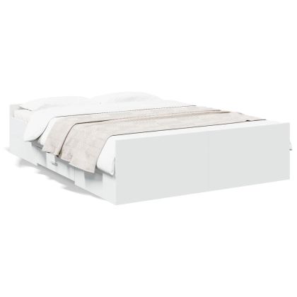 Рамка за легло с чекмеджета, бяла, 120x200 см, инженерно дърво