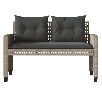 Градински диван с възглавници 4части светлосив полиратан стъкло