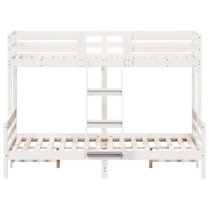 Двуетажно легло, 90x200/140x200 см, бяло, борово дърво масив