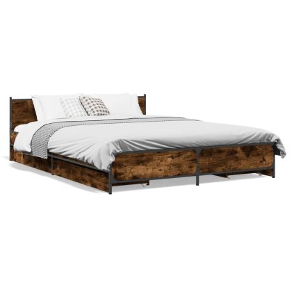 Рамка за легло с чекмедже опушен дъб 140x190 см инженерно дърво