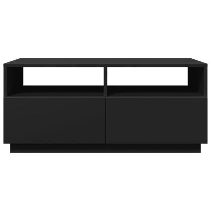 Маса за кафе с LED осветление, черна, 90x49x40 см