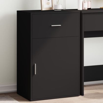 Шкаф за съхранение, черен, 56,5x39x90 см, ПДЧ