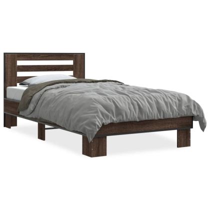 Рамка за легло, кафяв дъб, 75x190 см, инженерно дърво и метал