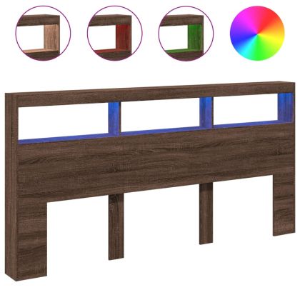 Табла шкаф с LED, кафяв дъб, 200x17x102 см
