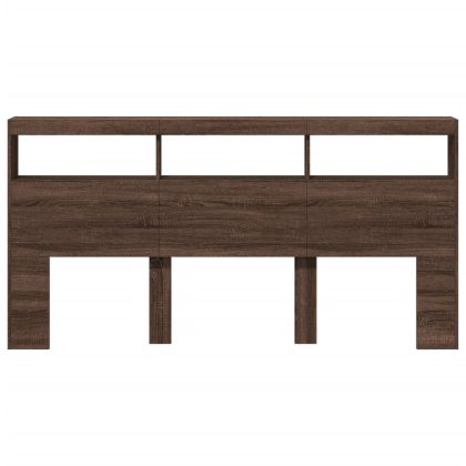 Табла шкаф с LED, кафяв дъб, 200x17x102 см