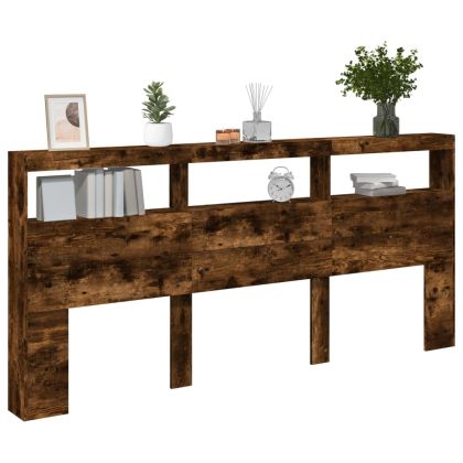 Табла шкаф с LED, опушен дъб, 220x17x102 см