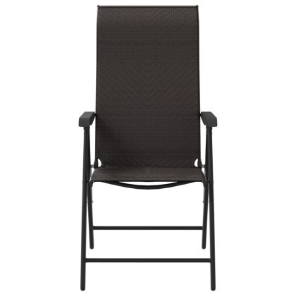 Сгъваеми градински столове, 2 бр, черно кафе, полиратан