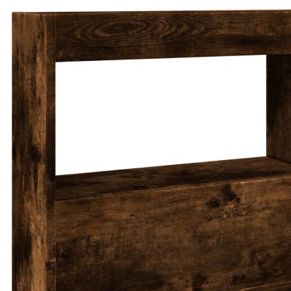 Табла шкаф с LED, опушен дъб, 140x17x102 см