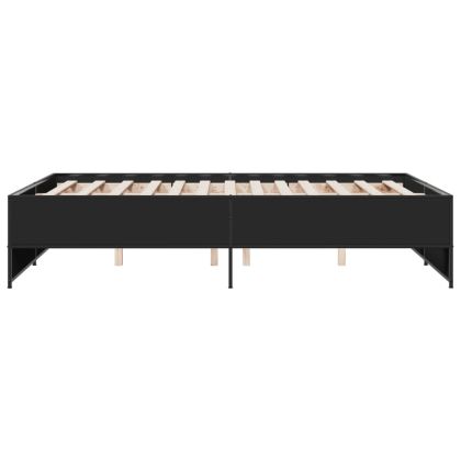 Рамка за легло, черна, 140x190 см, инженерно дърво и метал