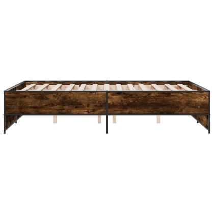 Рамка за легло, опушен дъб, 135x190 см, инженерно дърво и метал