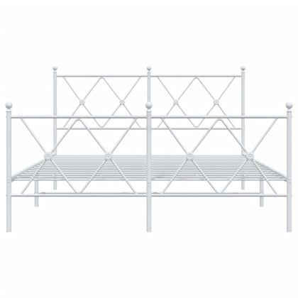 Метална рамка за легло с горна и долна табла, бяла, 137x190 см