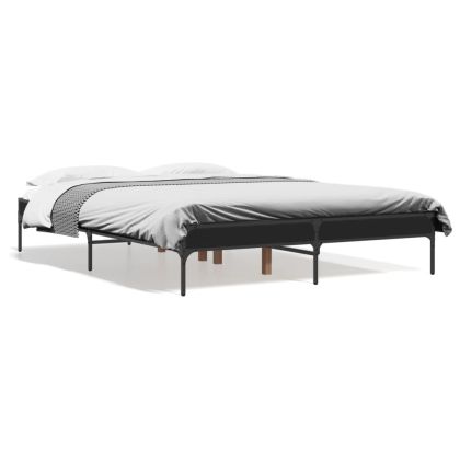 Рамка за легло, черна, 135x190 см, инженерно дърво и метал