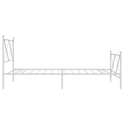 Метална рамка за легло с горна и долна табла, бяла, 100x190 см