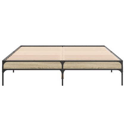 Рамка за легло, дъб сонома, 140x200 см, инженерно дърво и метал