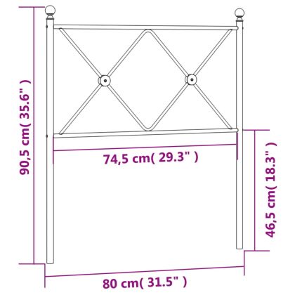 Метална табла за глава, бяла, 75 см