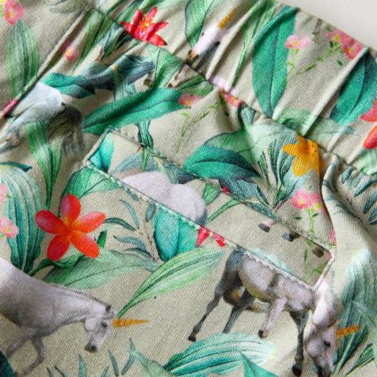 Детски къси панталони с шнурове, светло каки, 128