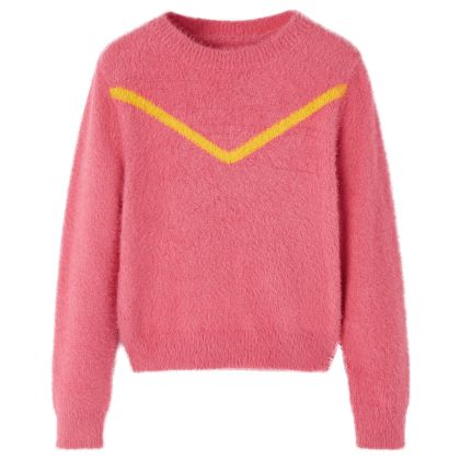 Детски плетен пуловер, старо розово, 116