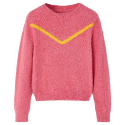 Детски плетен пуловер, старо розово, 140
