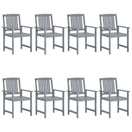 Градински столове, 8 бр, акация масив, сиви