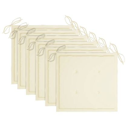 Градински трапезни столове, 6 бр, с възглавници, акация масив