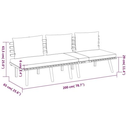 Градински лаундж комплект с възглавници, 4 части, акация масив