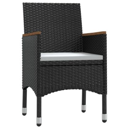 Градински трапезен комплект от 3 части с възглавници черен