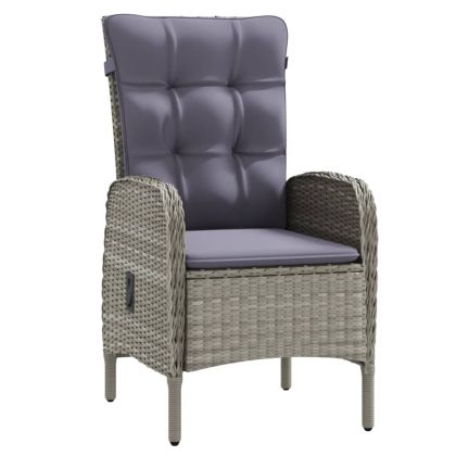 Градински трапезен комплект 9 части с възглавници сиво и черно