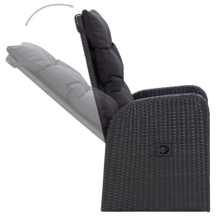 Градински трапезен комплект възглавници 9 части черен