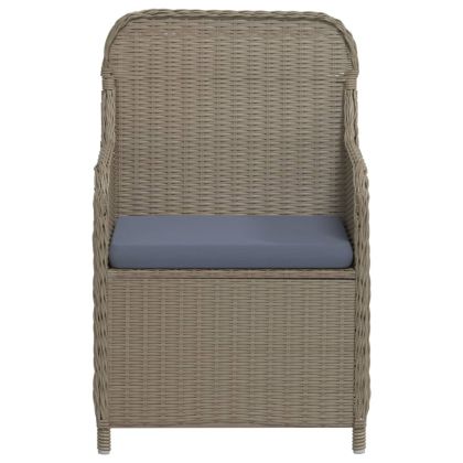 Градински трапезен комплект от 3 части с възглавници кафяв