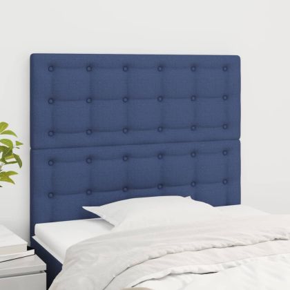 Горни табли за легло, 2 бр, сини, 100x5x78/88 см, плат