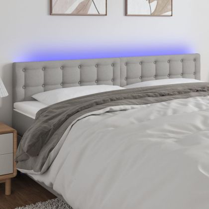 LED горна табла за легло, светлосива, 180x5x78/88 см, плат