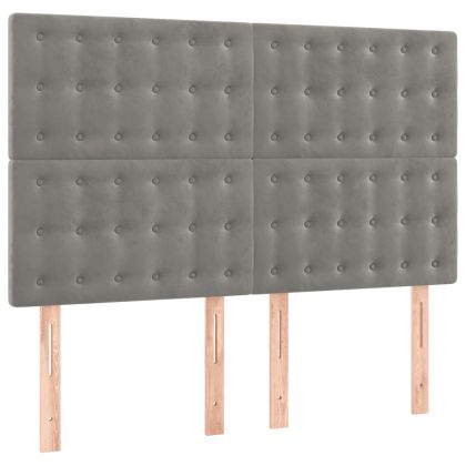 Боксспринг легло с матрак, светлосиво, 140x200 см, кадифе