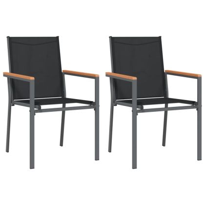 Градински трапезен комплект 7 части черен текстилен и стомана