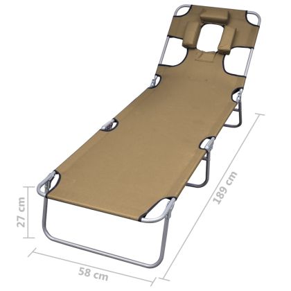 Сгъваем шезлонг, възглавничка, регулируема облегалка, таупе