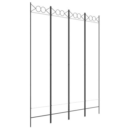 Параван за стая, 4 панела, бял, 160x200 см, текстил