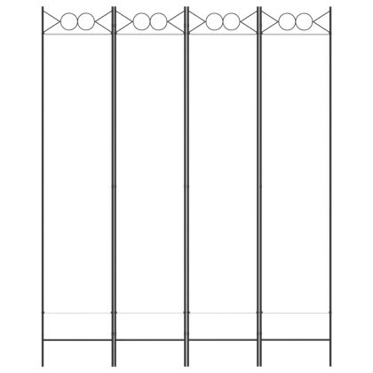 Параван за стая, 4 панела, бял, 160x200 см, текстил