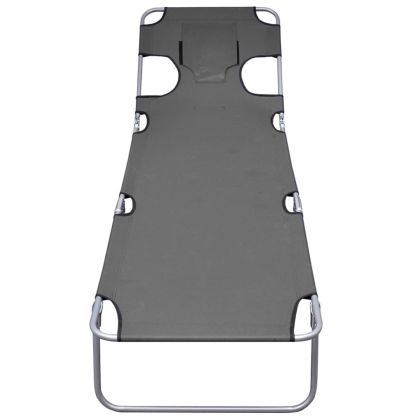 Сгъваем шезлонг, възглавничка, регулируема облегалка, сив