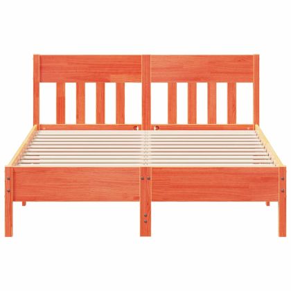 Рамка за легло без матрак, восъчнокафяво, 135x190 см, бор масив