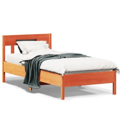 Рамка за легло без матрак, восъчнокафяво, 90x200 см, бор масив