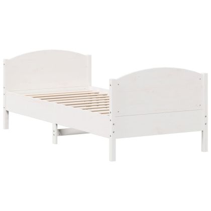 Рамка за легло без матрак, бял, 90x190 см, борово дърво масив
