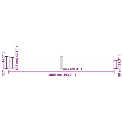 Прибираща се странична тента, антрацит, 120x1000 см