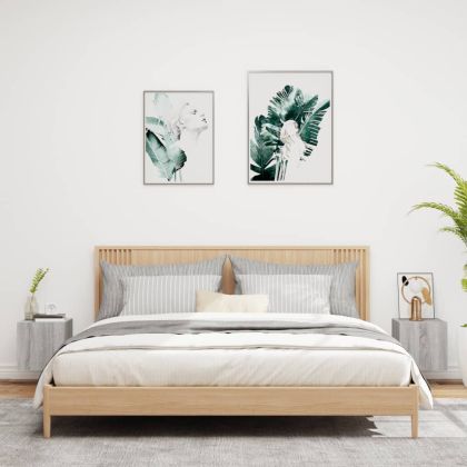 Стенни ТВ шкафове с LED лампи, 2 бр, сив сонома, 30,5x35x30 см