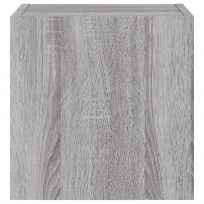 Стенни ТВ шкафове с LED лампи, 2 бр, сив сонома, 30,5x35x30 см