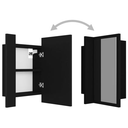 Шкаф с LED огледало за баня, черно, 40x12x45 см, акрил