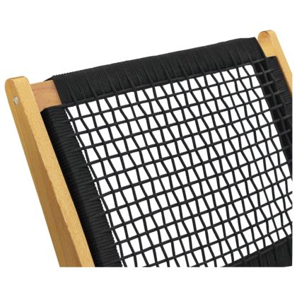 Градински стол с поставка за крака тик масив и полиестер