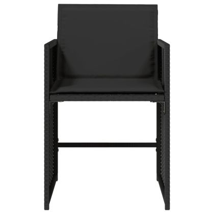 Градински столове с възглавници, 4 бр, черен, полиратан